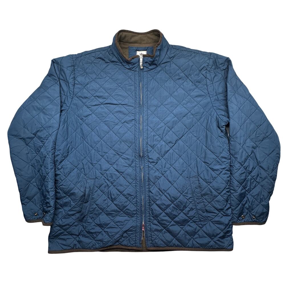 Peter Millar Chesapeake Quilted Travel Jacket Men XXL Fleece Lined Blue Full Zip